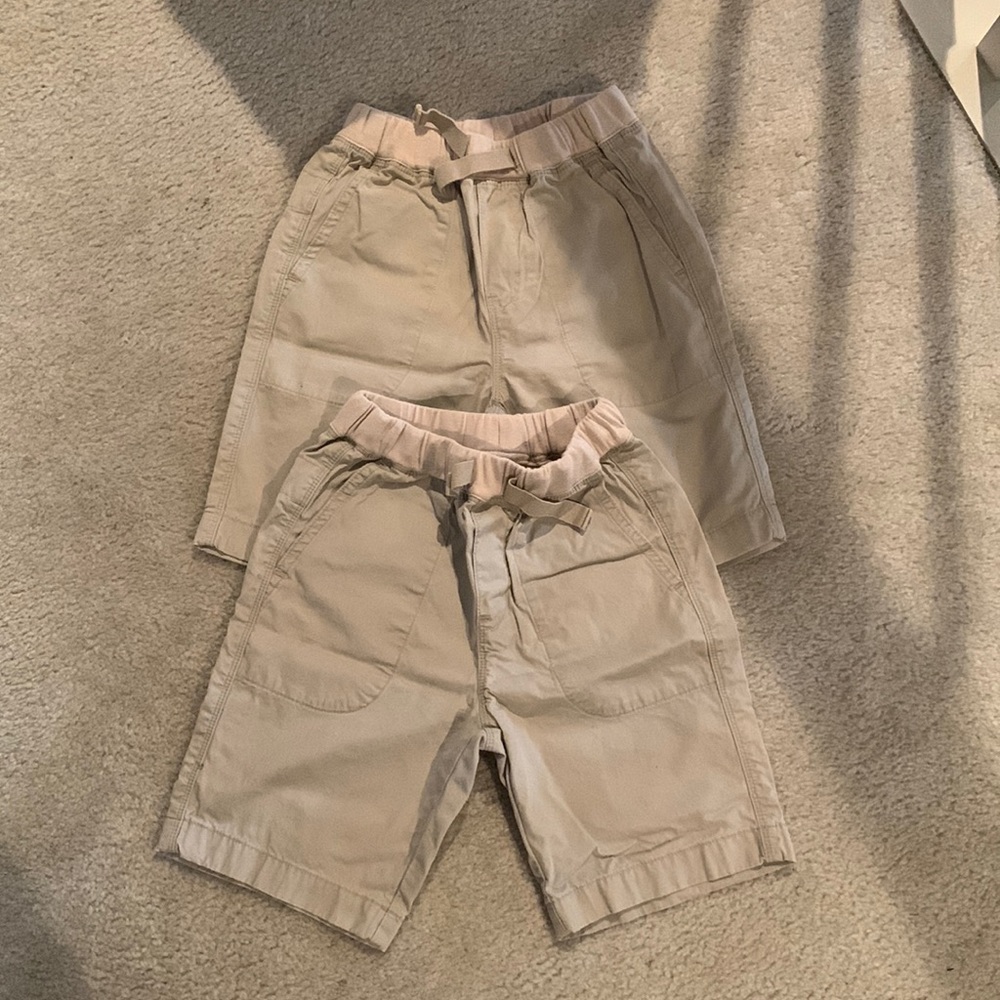 Bundle of 2 Boys Crewcuts Khaki Elastic Waist Pull On Shorts Size 7
